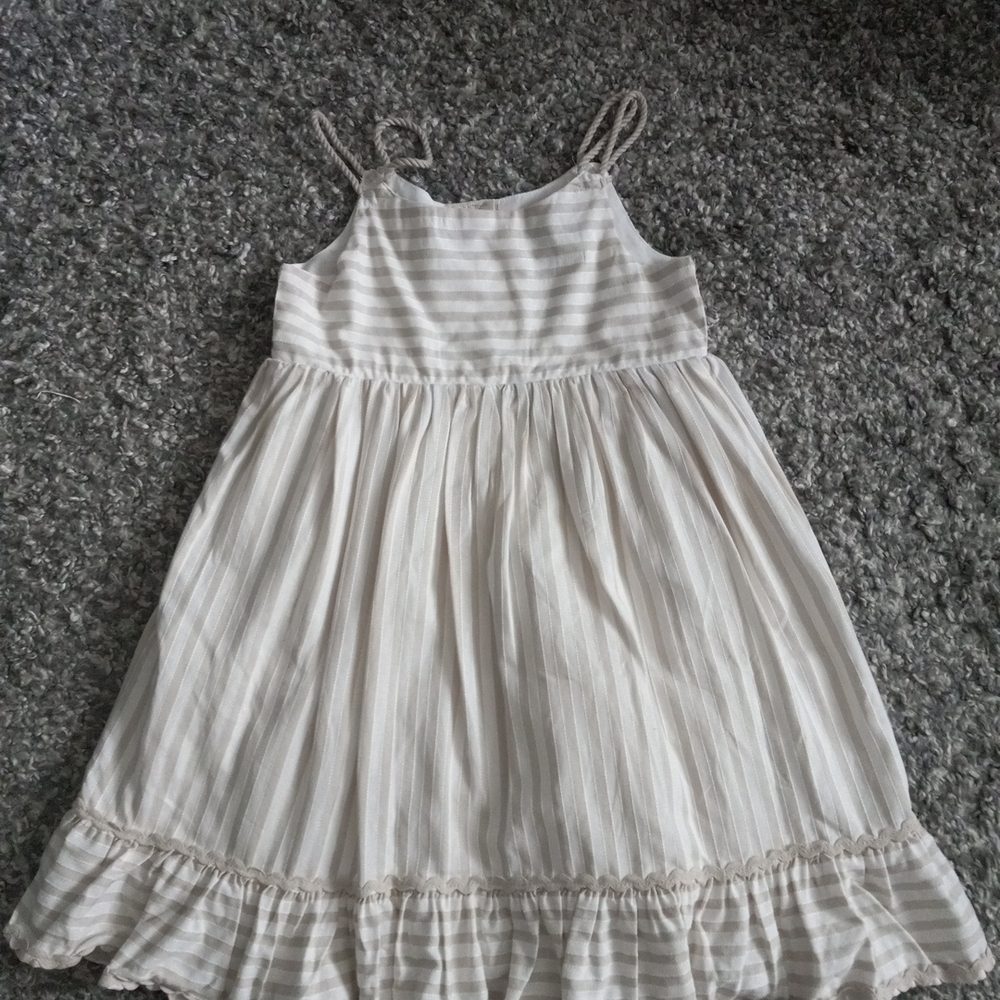 Tahari Girl Dress White And Cream Striped Size 8 - Picture 2 of 10